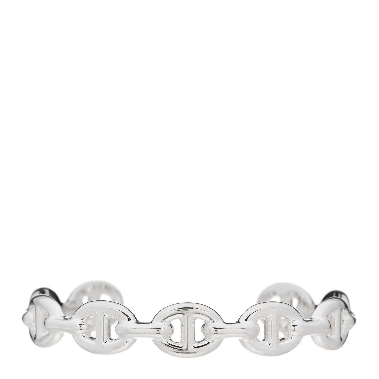 Hermes Sterling Silver MM Chaine d'Ancre Enchainee Cuff Bracelet SH 1 of 4