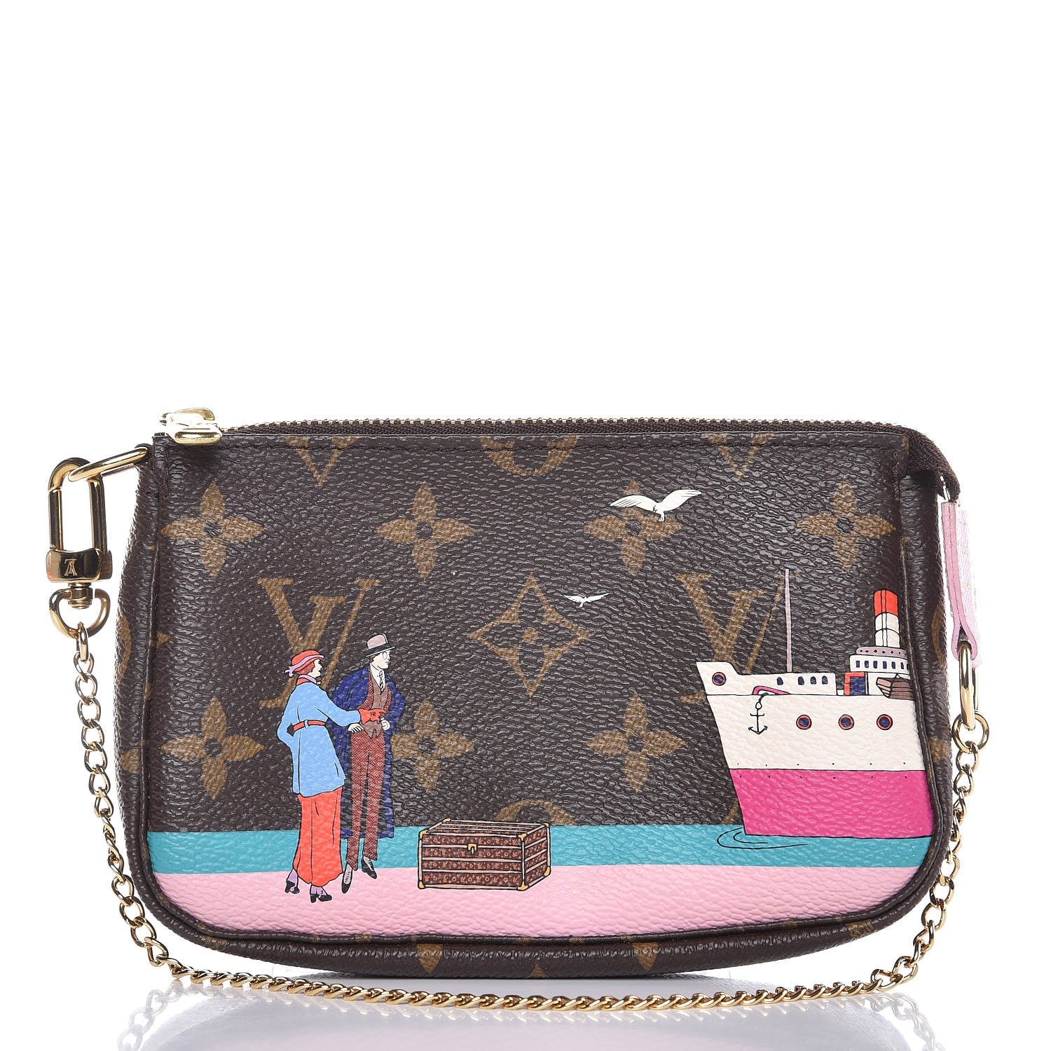 Louis Vuitton Monogram 2016 Christmas Animation Mini Pochette Accessories Rose Ballerine 1 of 8