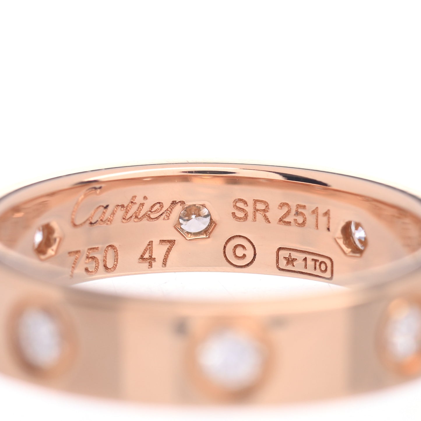 18K Pink Gold 8 Diamond 4mm LOVE Wedding Band Ring 47 4