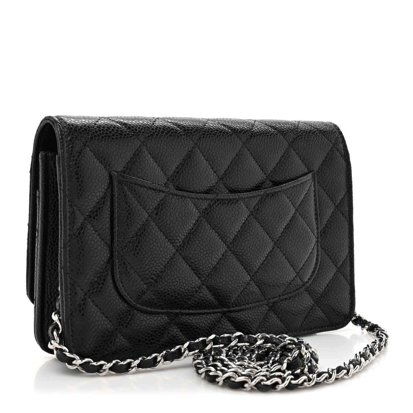 Caviar Quilted Wallet on Chain WOC Black