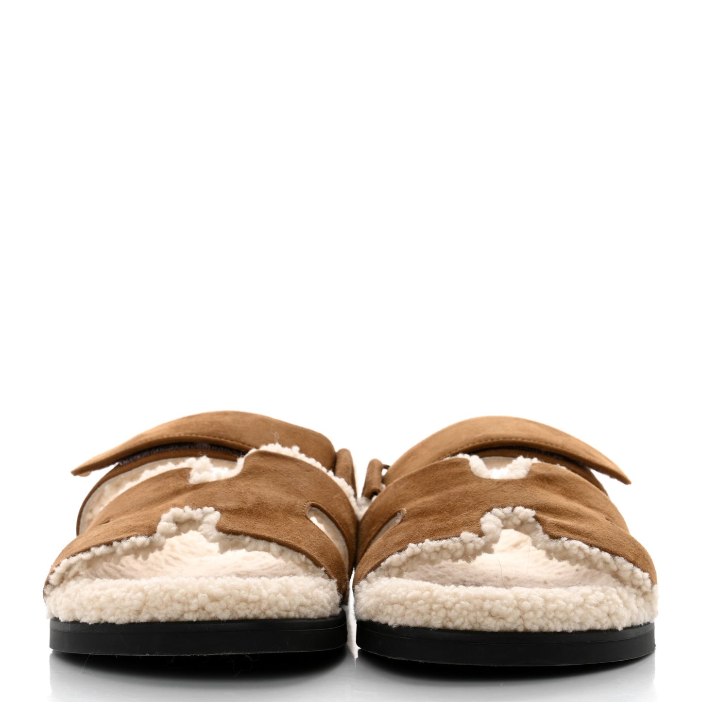 Suede Goatskin Woolskin Mens Chypre Sandals 41 Brun Fume Ecru