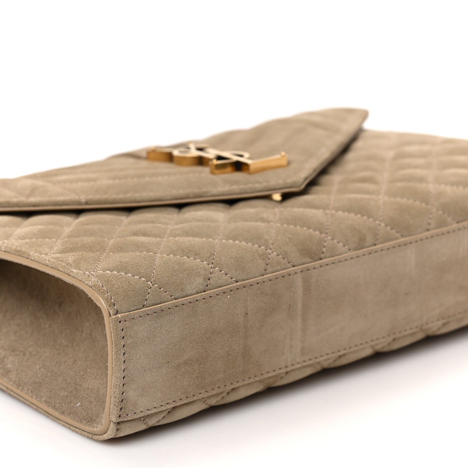 Saint Laurent Suede Mixed Matelasse Triquilt Medium Monogram Envelope Satchel Sea Salt 7 of 8