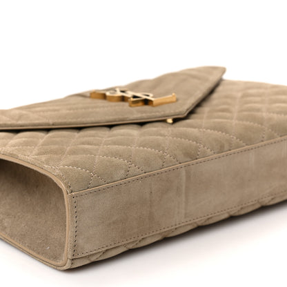 Saint Laurent Suede Mixed Matelasse Triquilt Medium Monogram Envelope Satchel Sea Salt 7 of 8