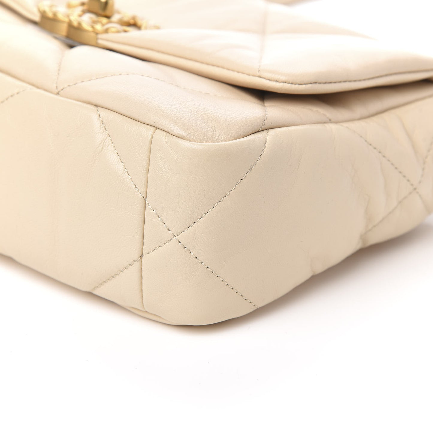 Goatskin Quilted Medium 19 Flap Beige