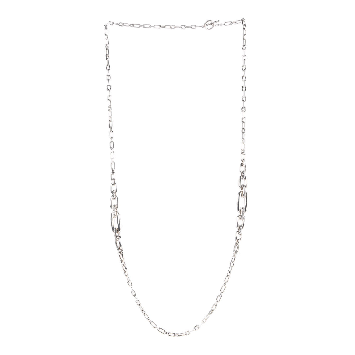David Yurman Sterling Silver Diamond Wellesley Link Necklace 3 of 5