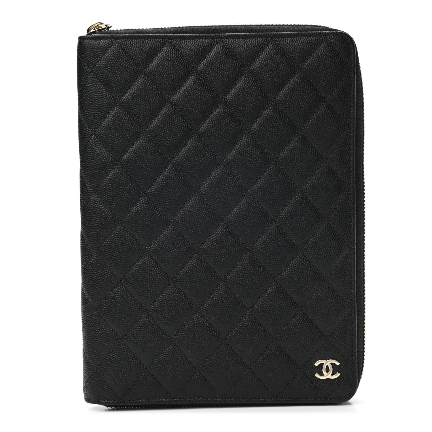 Chanel Caviar Quilted Zip Around Notebook Agenda Cover Black 1 of 8
