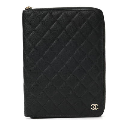 Chanel Caviar Quilted Zip Around Notebook Agenda Cover Black 1 of 8