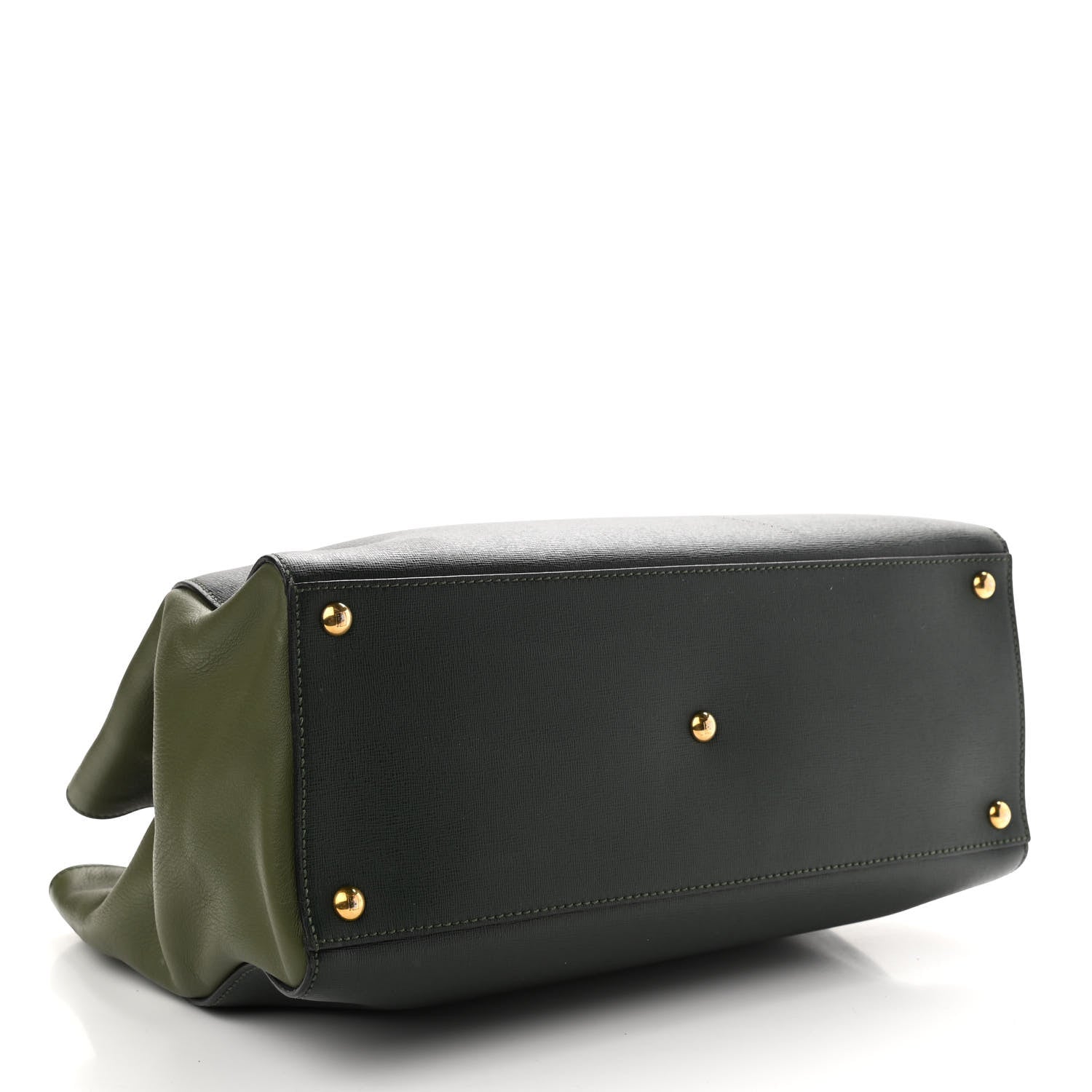 Fendi Vitello Elite Flamingo Regular 2Jours Tote Verde Prato Olive 4 of 11