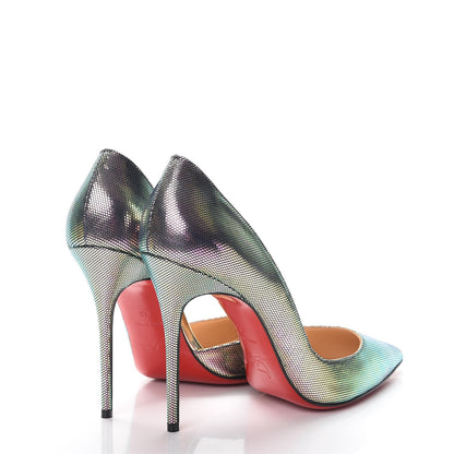 Christian Louboutin Tissu Scarabe Specchio Iriza 100 Pumps 40 Digital Silver 4 of 8