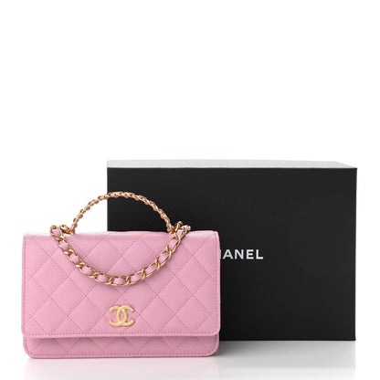 Chanel Shiny Caviar Quilted Pick Me Up Wallet On Chain WOC Pink 12 of 12