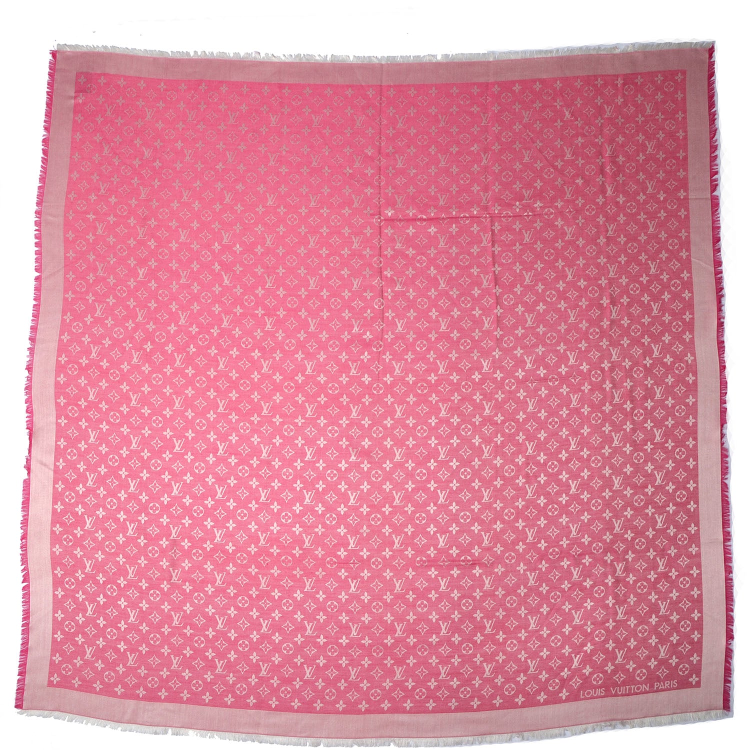Louis Vuitton Silk Wool Monogram Denim Shawl Pivoine 3 of 5