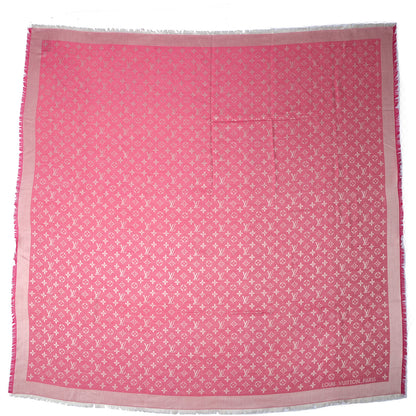 Louis Vuitton Silk Wool Monogram Denim Shawl Pivoine 3 of 5