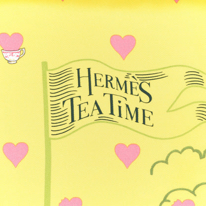 Hermes Silk Tea Time Scarf 70 Jaune Gris Perle 2 of 6