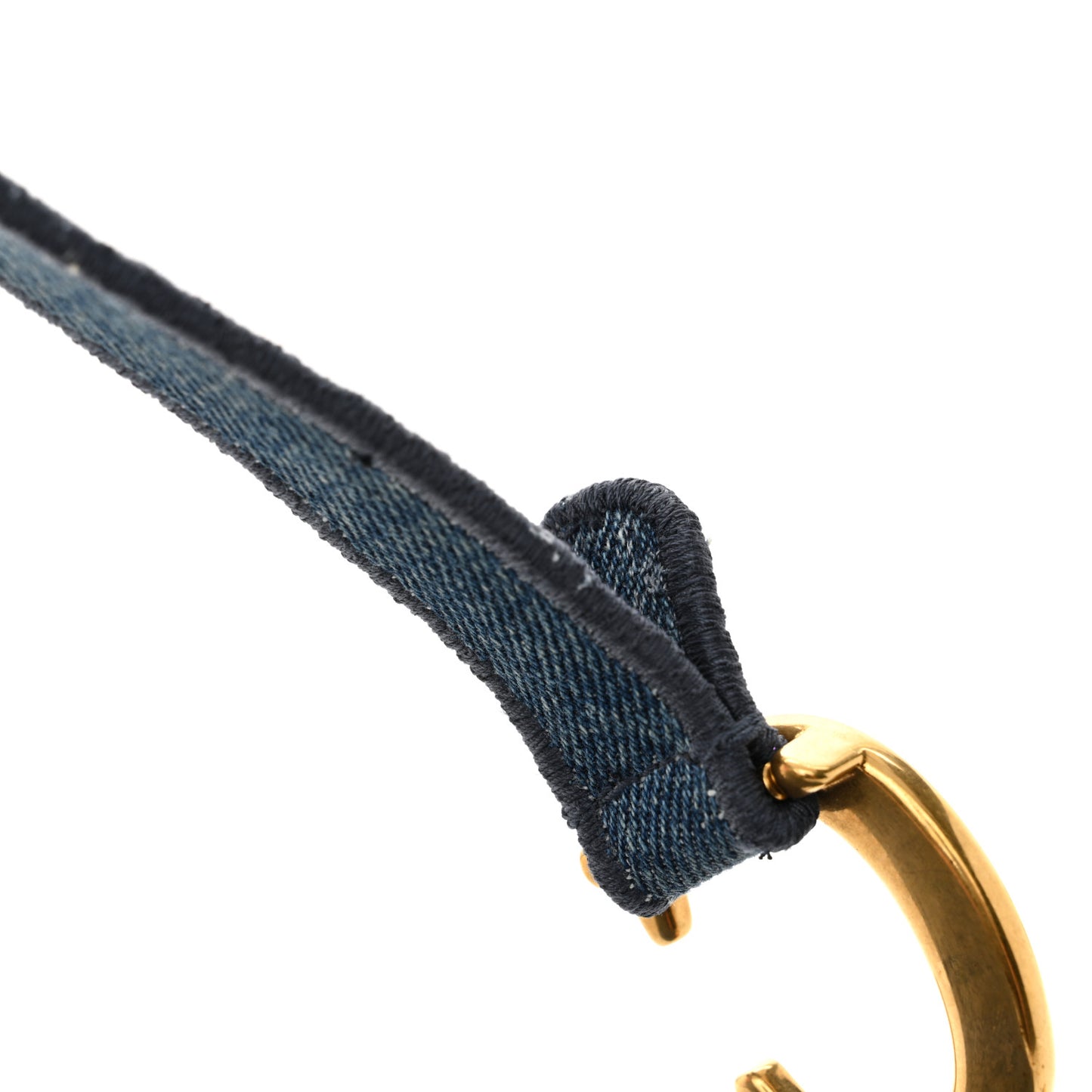 Oblique Embroidered Saddle Bag Denim Blue