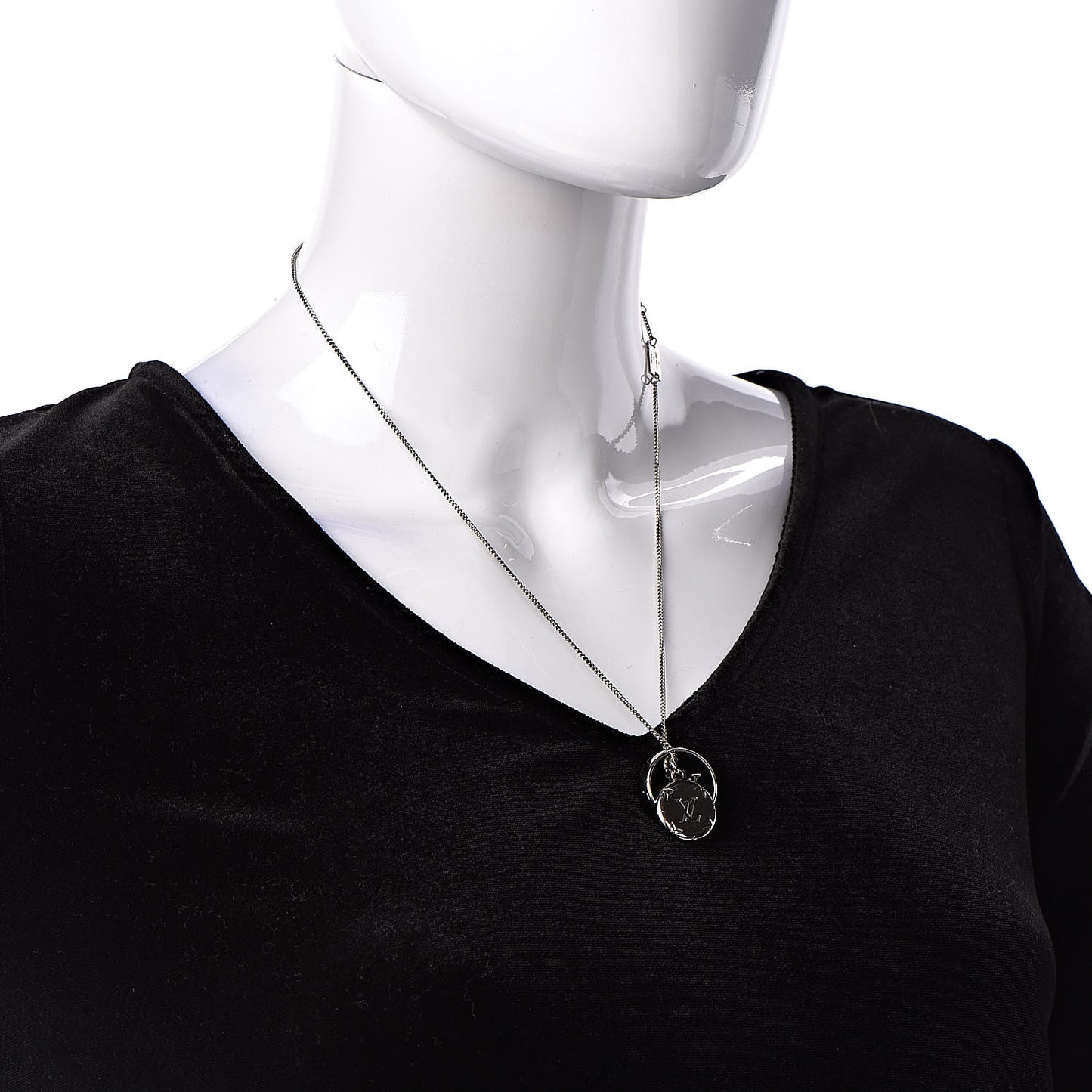 Zamac Palladium Monogram Charms Necklace Silver