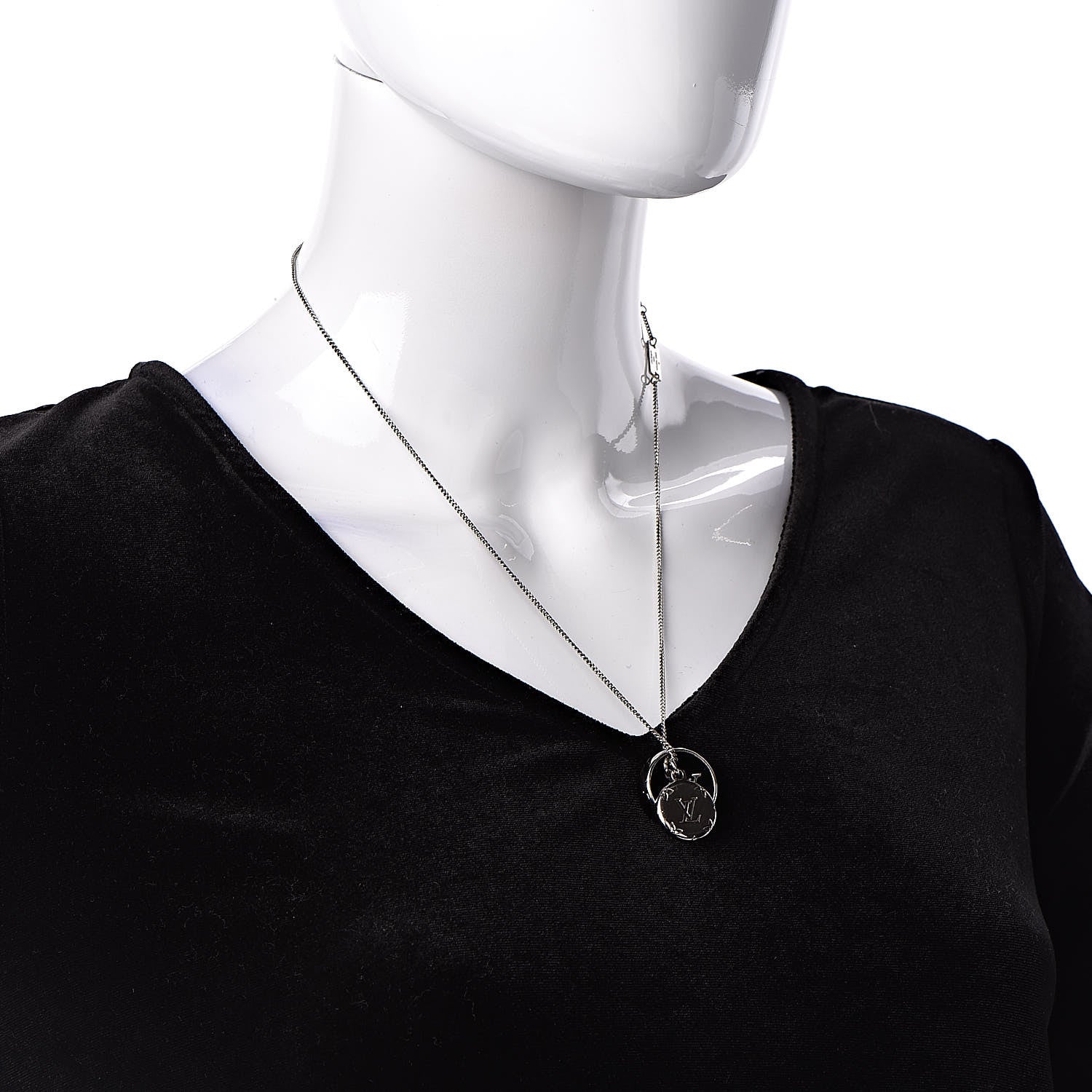Louis Vuitton Zamac Palladium Monogram Charms Necklace Silver 2 of 6