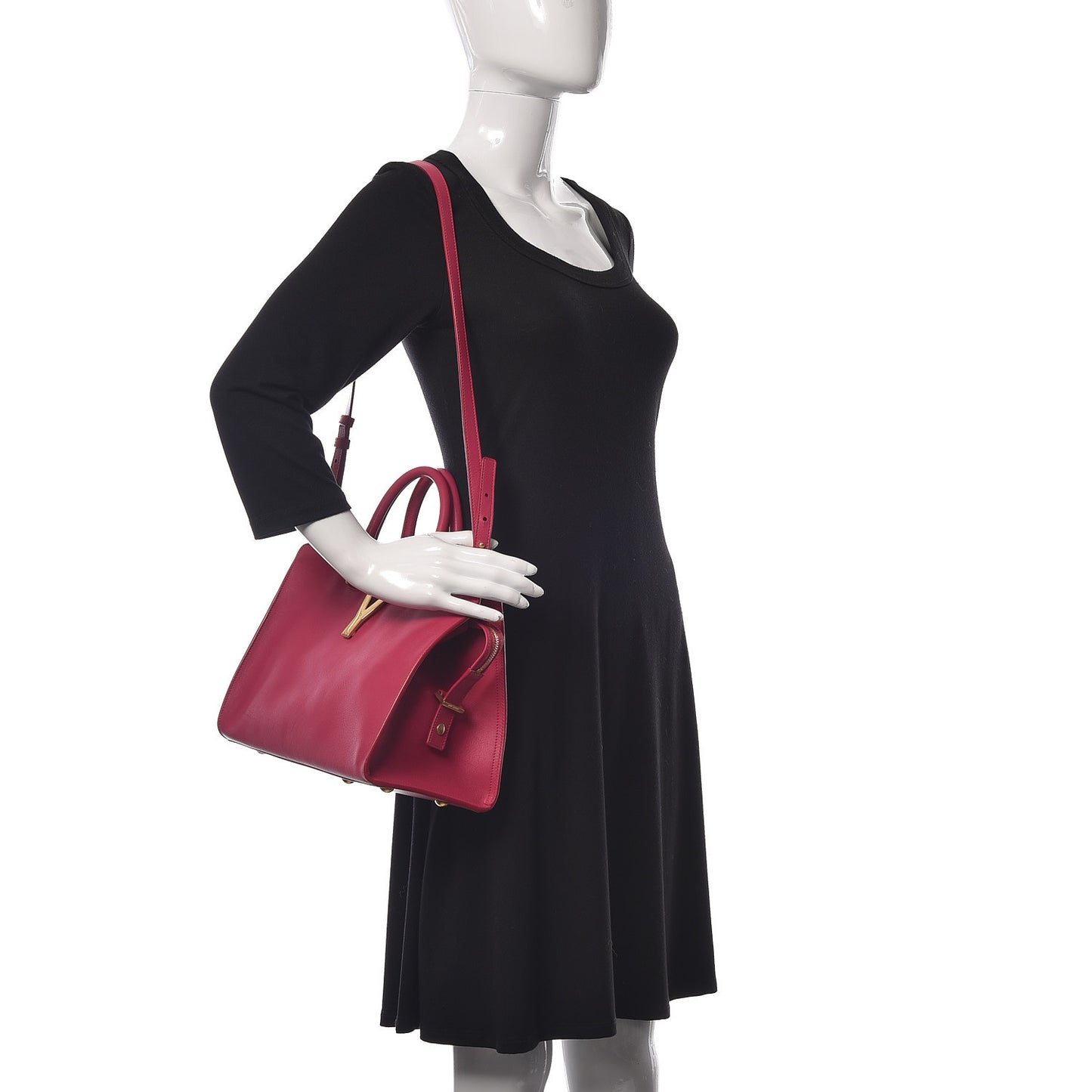 Calfskin Small Classic Y Cabas Fuchsia