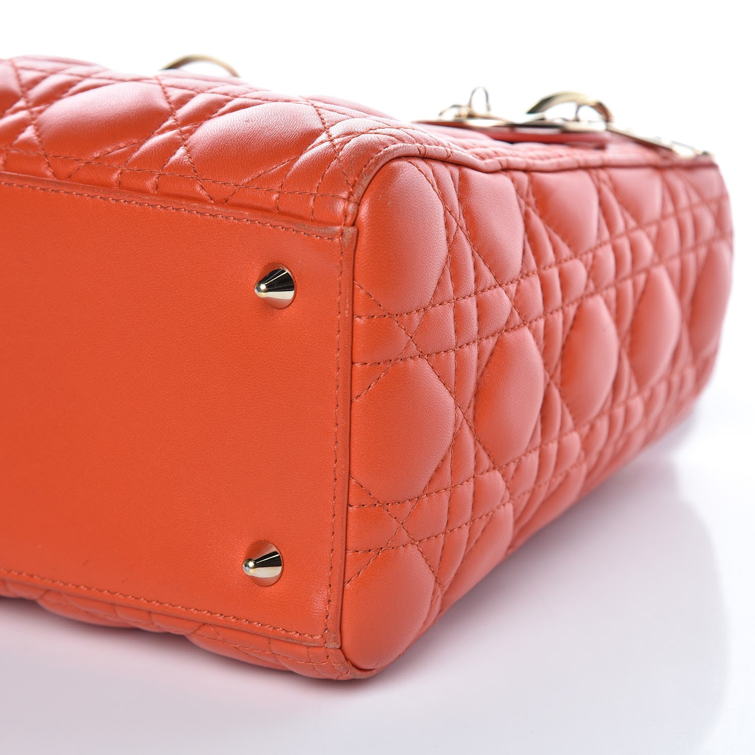 Christian Dior Lambskin Cannage Medium Lady Dior Orange 13 of 15