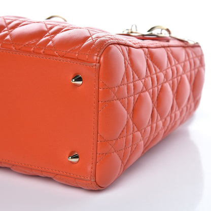 Christian Dior Lambskin Cannage Medium Lady Dior Orange 13 of 15
