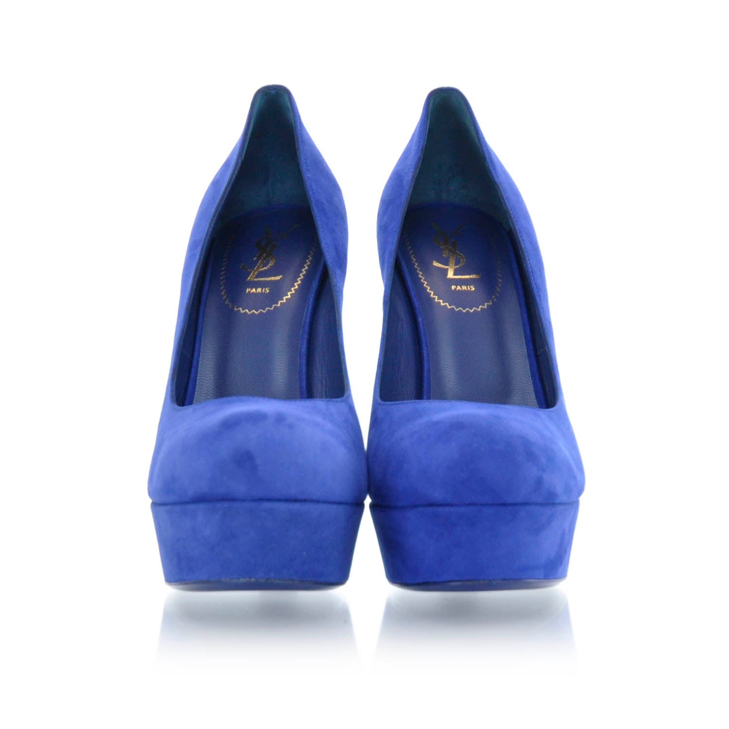 Saint Laurent Suede Palais Platform Pumps 41 Electric Blue 7 of 7