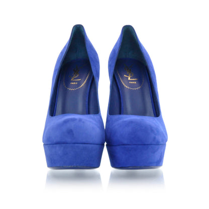 Saint Laurent Suede Palais Platform Pumps 41 Electric Blue 7 of 7