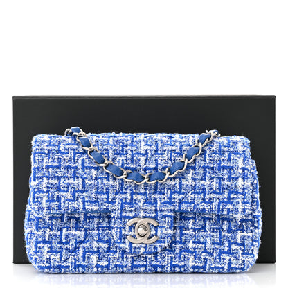 Chanel Tweed Quilted Mini Rectangular Flap Blue White 12 of 12