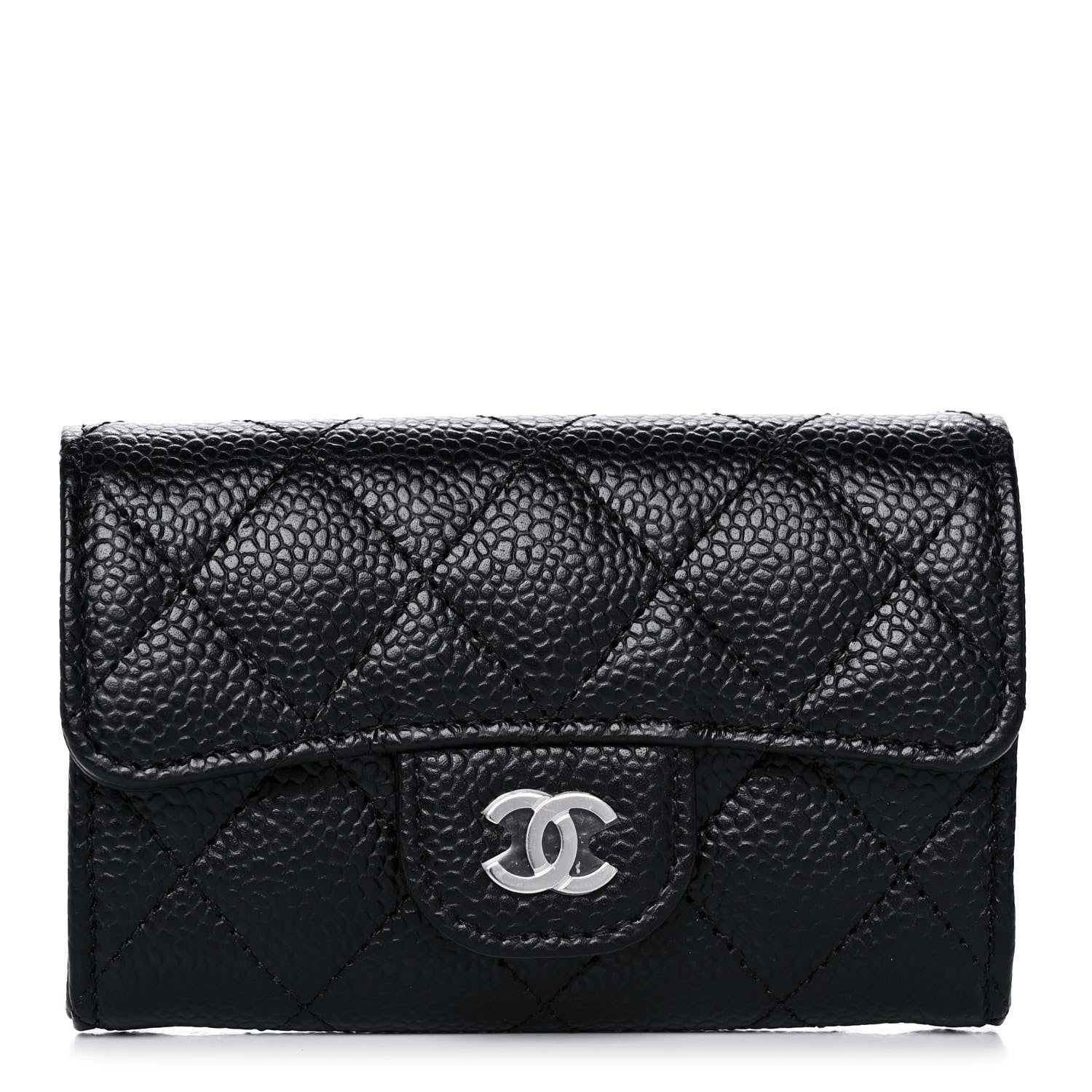 Chanel Caviar Quilted Flap Card Holder Wallet Black 1 of 12