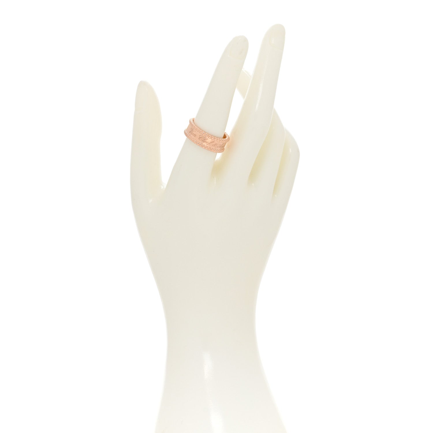 Van Cleef & Arpels 18K Rose Gold Perlee Signature Ring 57 8 2 of 5