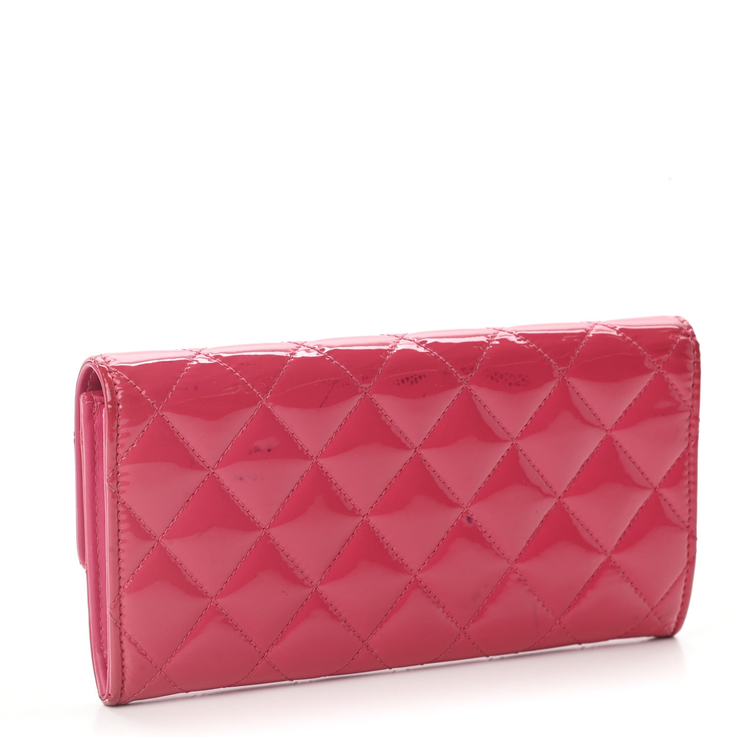 Patent Quilted Large Flap Wallet Pink