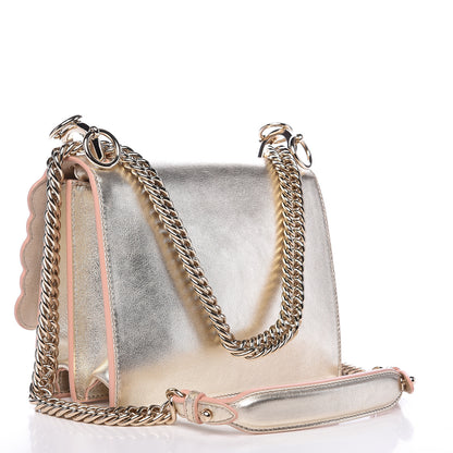Fendi Vitello Catalan Mirror Scalloped Multi Studded Small Kan I Shoulder Bag Champagne 3 of 12