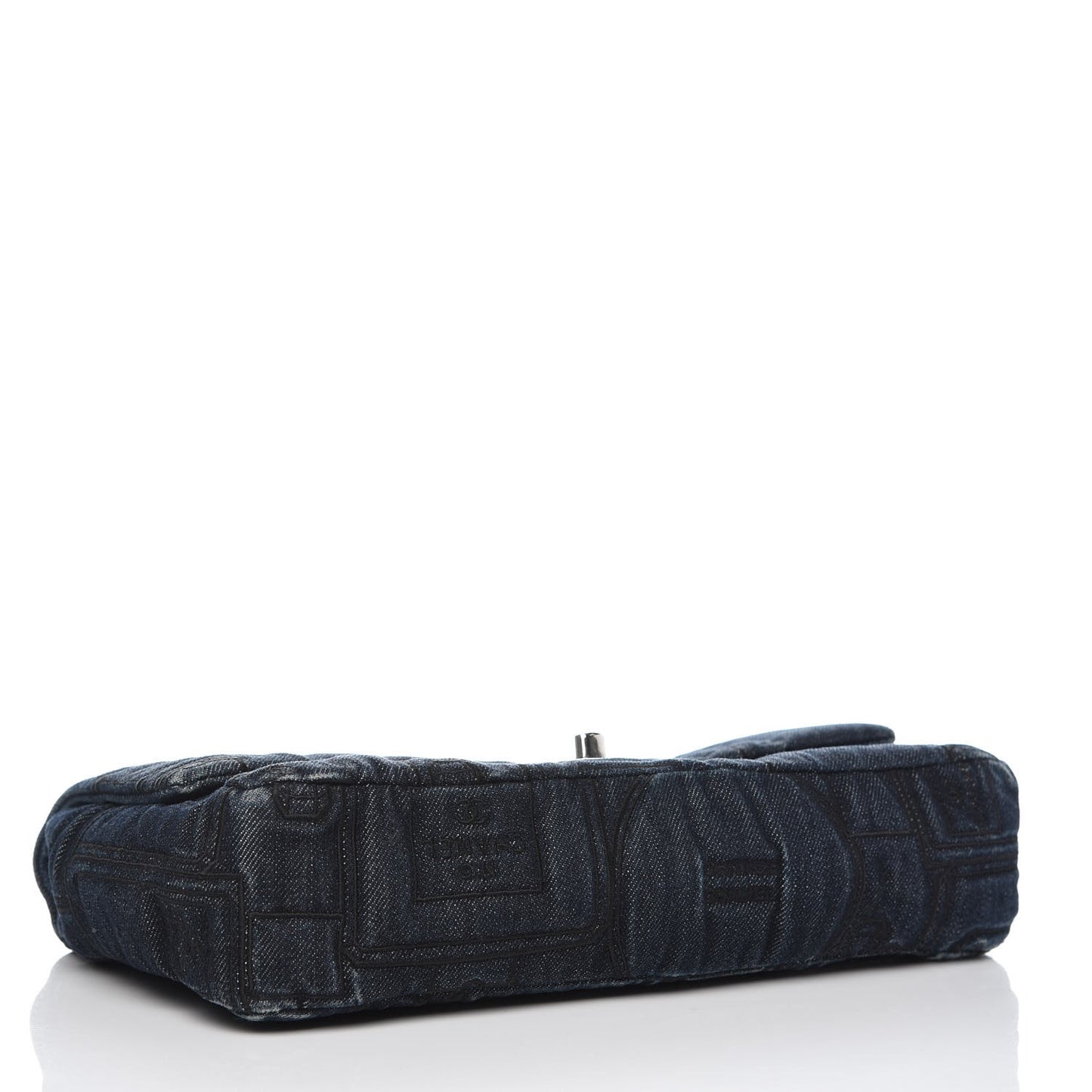 Denim Embroidered Medium Perfume Bottle Flap Blue