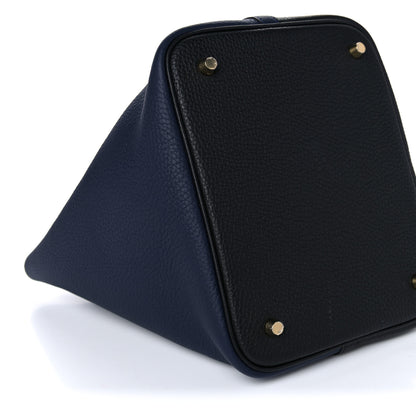 Hermes Taurillon Clemence Casaque Picotin Lock 22 MM Bleu Nuit Black Blue Frida 8 of 11