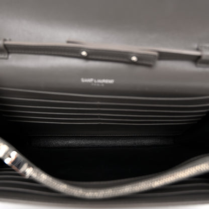 Saint Laurent Calfskin Crocodile Embossed Monogram Chain Wallet Fog 5 of 10