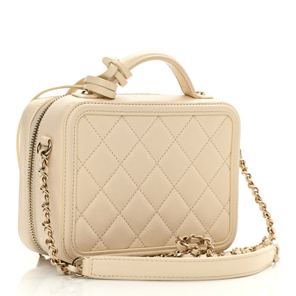 Chanel Caviar Quilted Small CC Filigree Vanity Case White 3 of 15