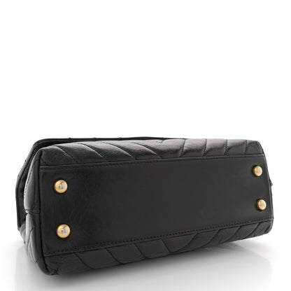 Chanel Aged Calfskin Chevron Quilted Mini Coco Handle Flap Black 4 of 11