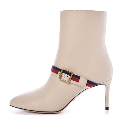 Gucci Nappa Sylvie Ankle Boots 39.5 Mystic White 1 of 9