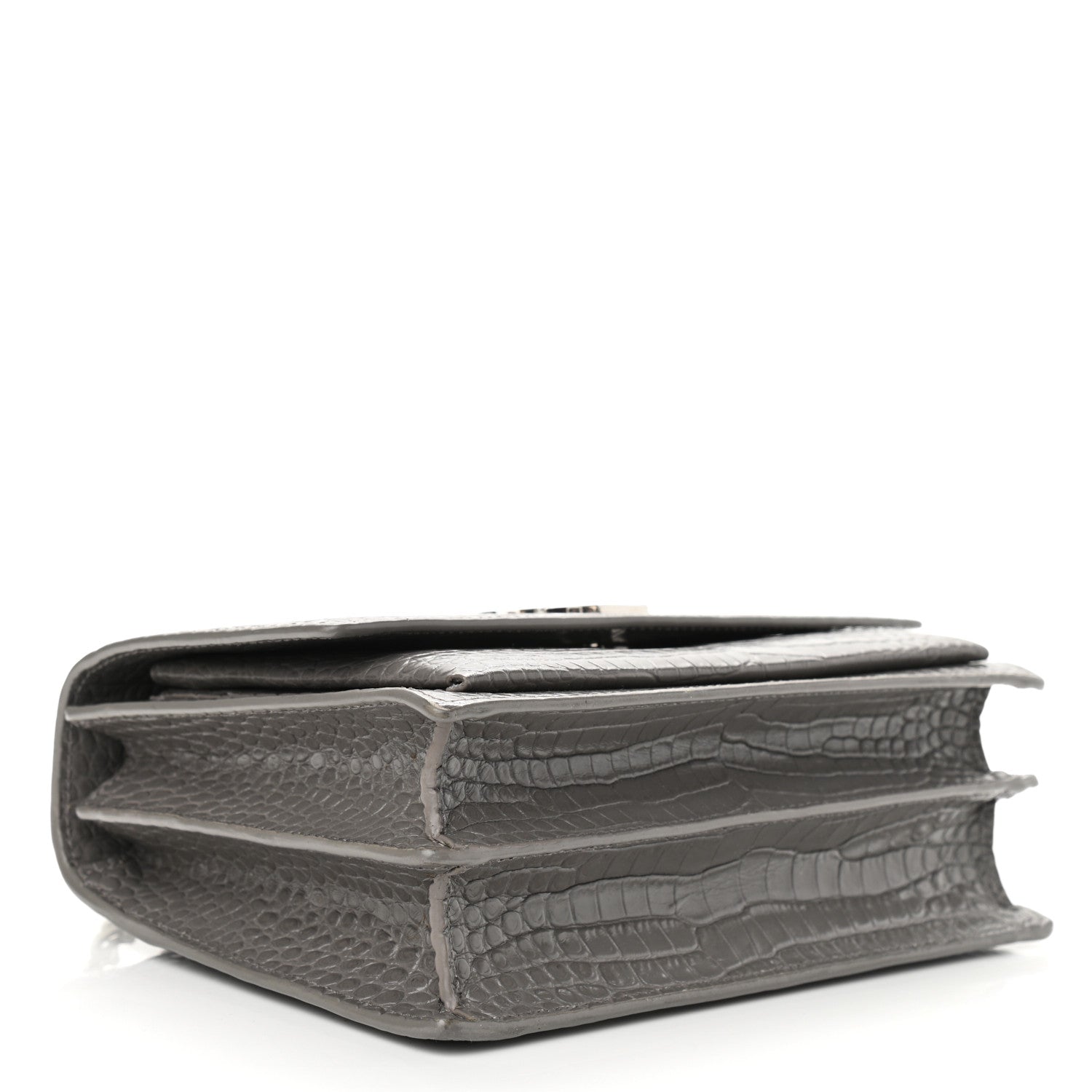 Saint Laurent Calfskin Crocodile Embossed Medium Monogram Sunset Fog 4 of 12