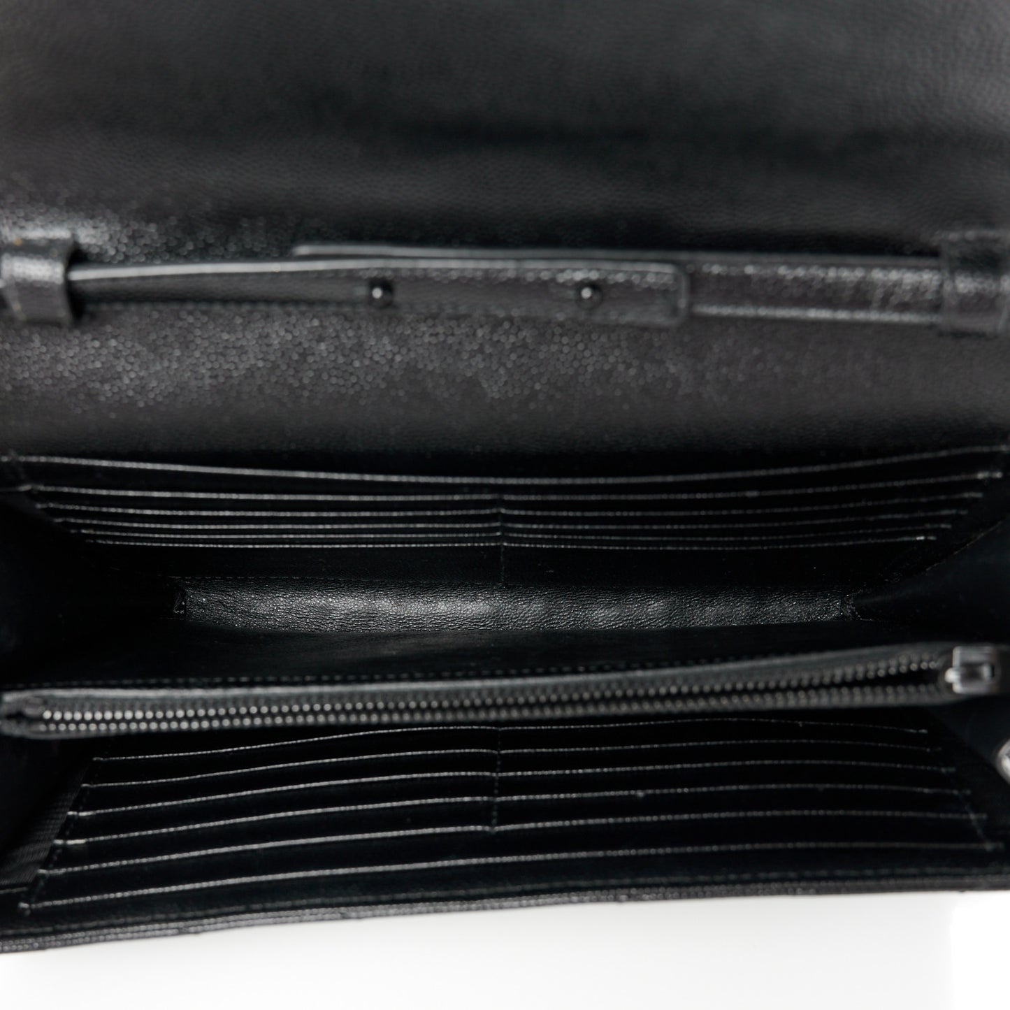 Grain De Poudre Matelasse Chevron Monogram Monochrome Chain Wallet Black