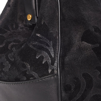 Gucci Nubuck Brocade Medium Lady Stirrup Top Handle Black 11 of 11
