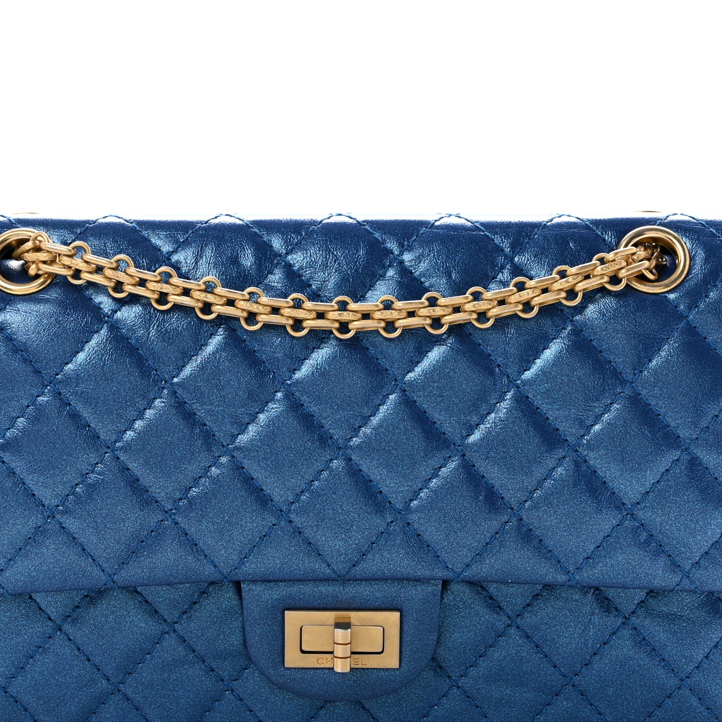 Metallic Calfskin Quilted 2.55 Reissue 225 Flap Blue