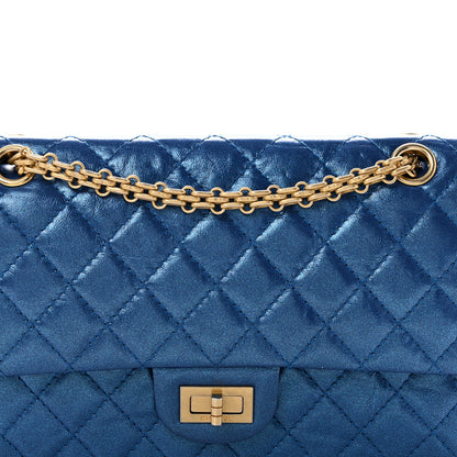 Chanel Metallic Calfskin Quilted 2.55 Reissue 225 Flap Blue 8 of 11