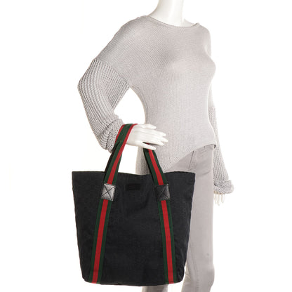 Gucci GG Monogram Medium Web Handle Vertical Tote Black 2 of 8