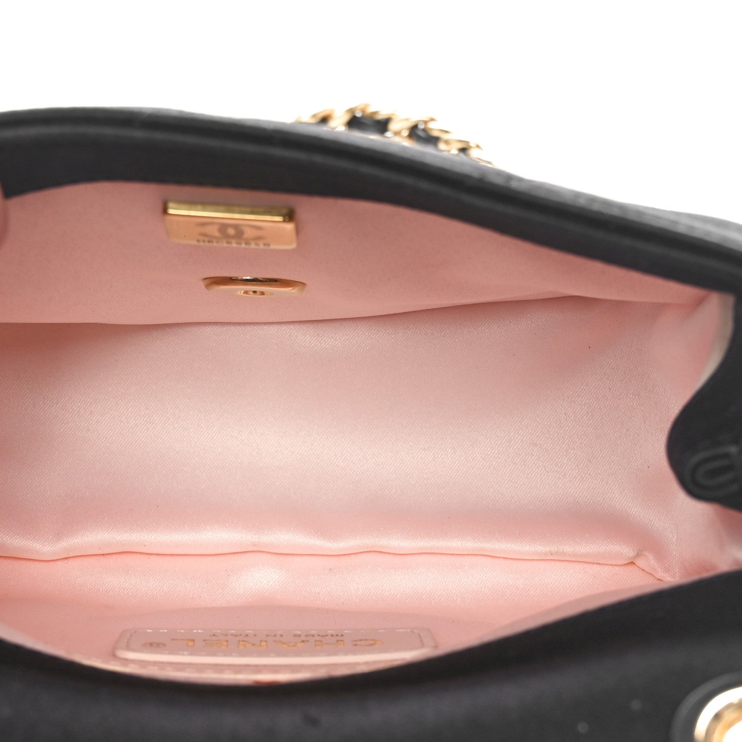 Chanel Satin Quilted Mini Logo Flap With Handle Black 7 of 11
