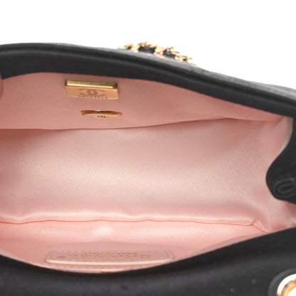 Chanel Satin Quilted Mini Logo Flap With Handle Black 7 of 11