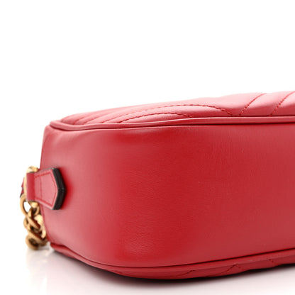 Gucci Calfskin Matelasse Small GG Marmont Chain Shoulder Bag Hibiscus Red 9 of 10