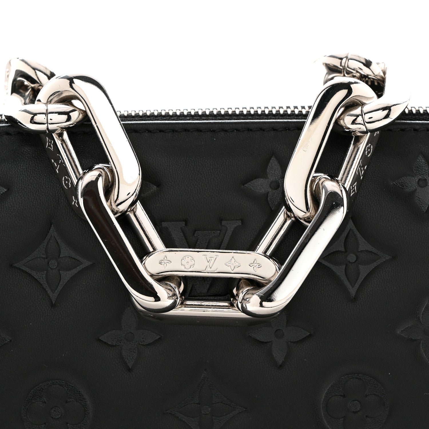 Louis Vuitton Lambskin Embossed Monogram Coussin BB Black 9 of 11