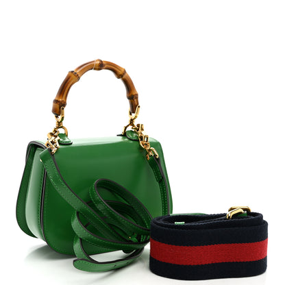 Gucci Boarded Dyana Lux Calfskin Web Mini Bamboo 1947 Top Handle Bag Spring Green 3 of 11