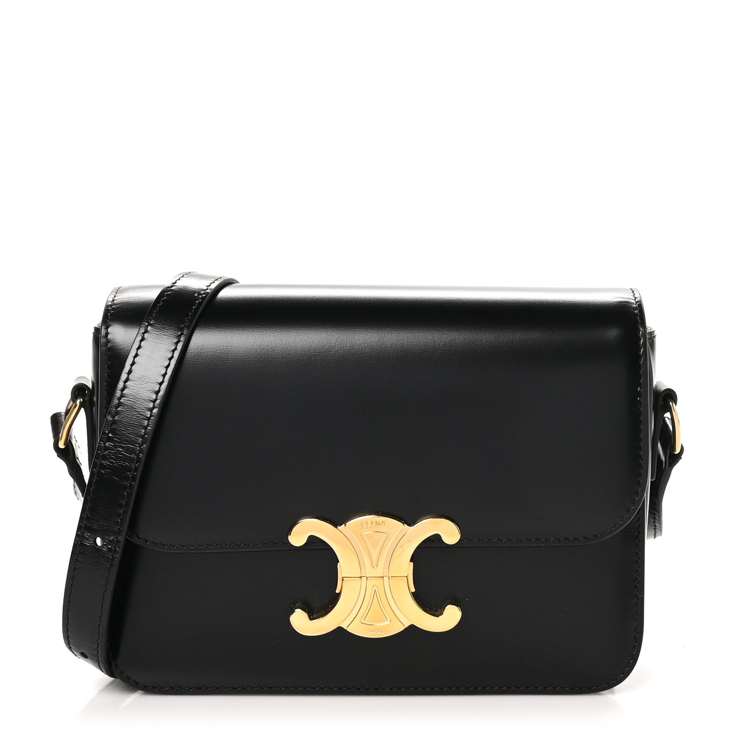 Celine Shiny Calfskin Teen Triomphe Black 1 of 9