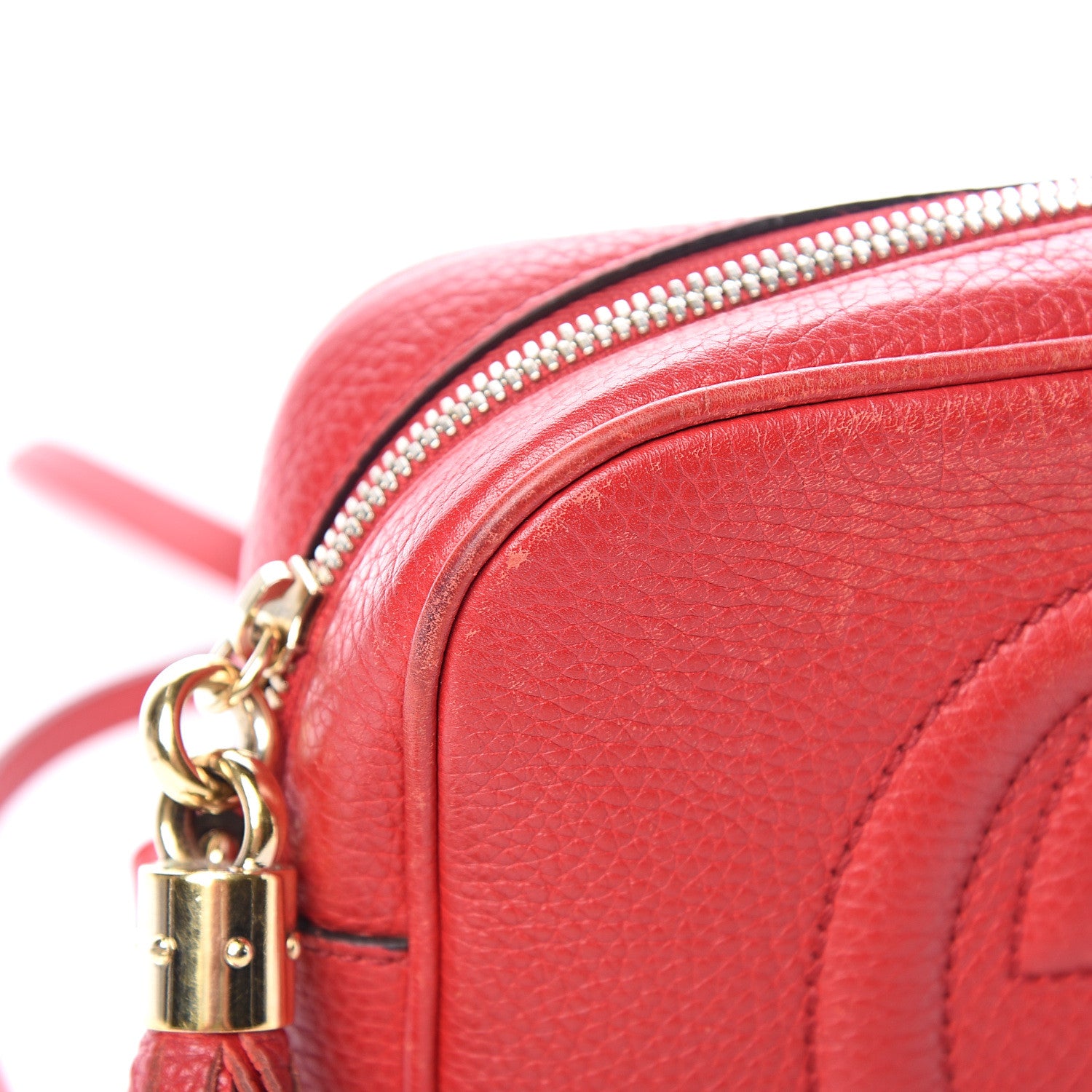 Gucci Pebbled Calfskin Small Soho Disco Bag Tabasco Red 7 of 14