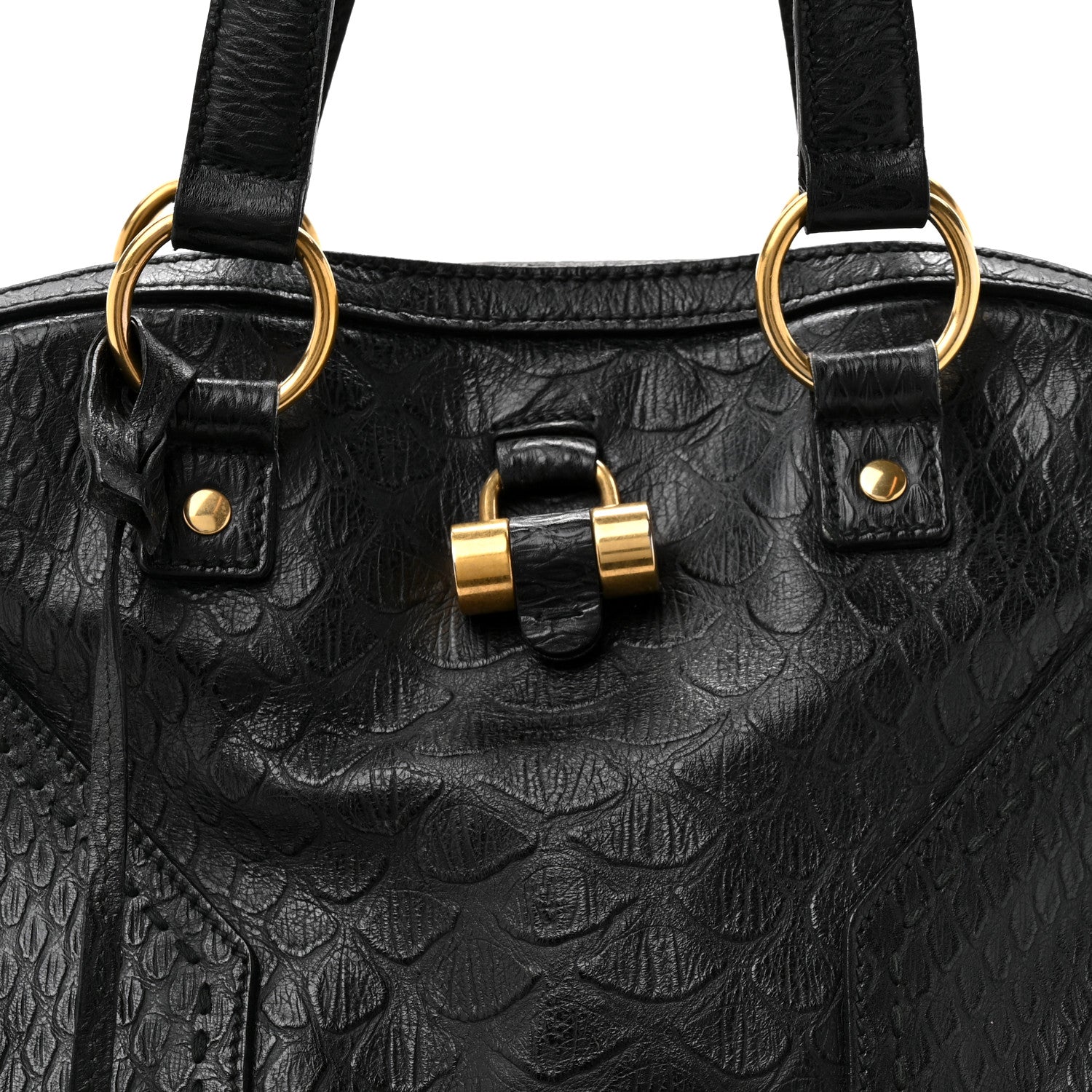 Saint Laurent Calfskin Snakeskin Embossed Oversized Muse Black 8 of 12